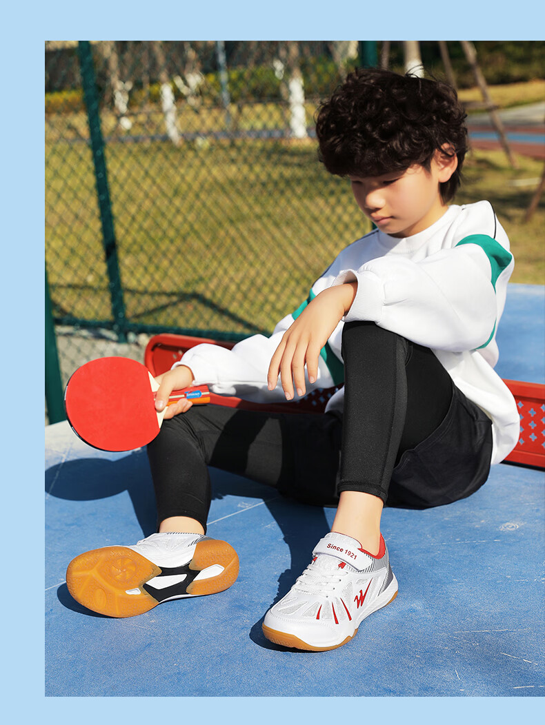 Shuangxing Kids' Parent-Child Badminton Shoes Youth Table Tennis Non-Slip Breathable Training Sports Shoes Black Gold Size 33 17