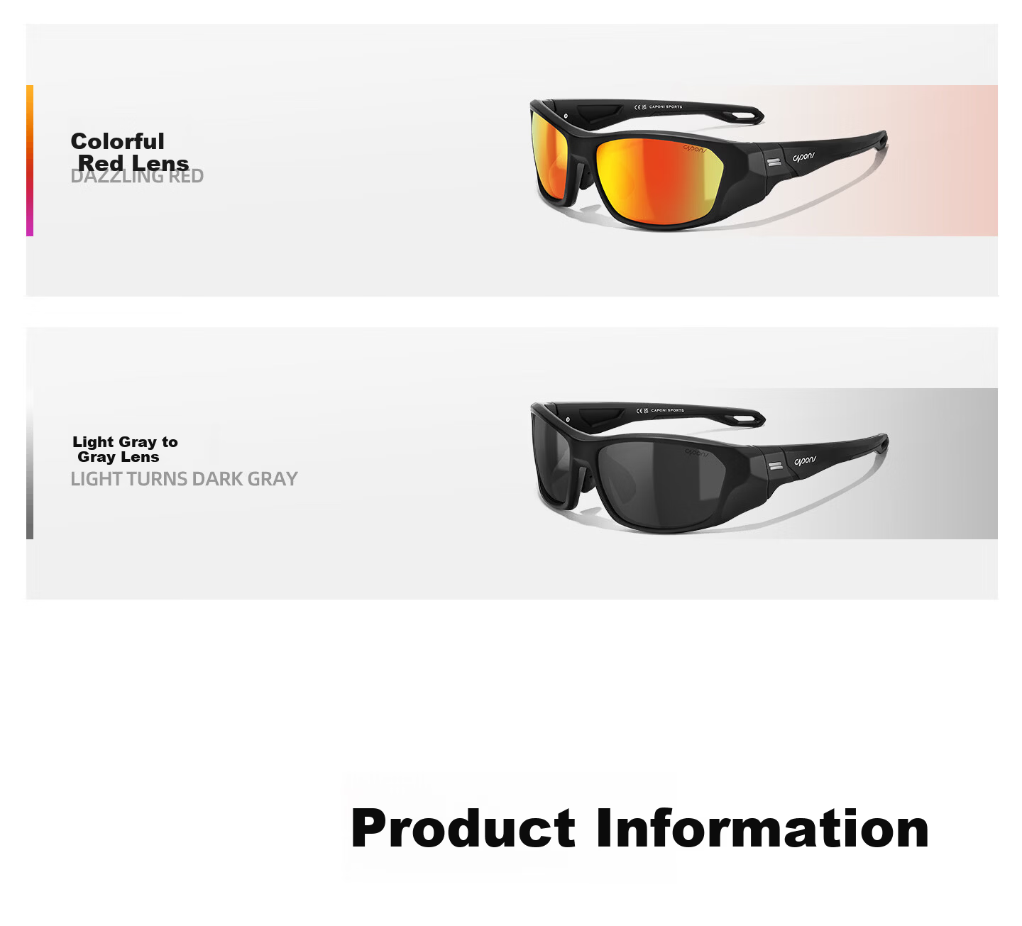 CAPONI Polarized Running Sunglasses Marathon Photochromic Anti-Glare Outdoor Sports UV Protection Cycling Mountaineering Sunglasses 23