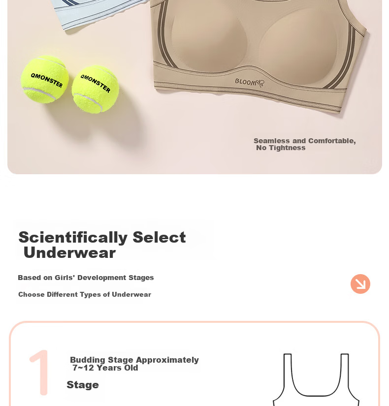 Meishianxuan Junior High School Girls Development Period Sports Vest Bra for Teenage Girls High School Girls Large Kids 3