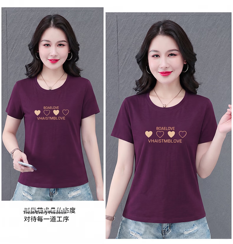 AEMAPE Good Cotton Short Sleeve T-Shirt Women Summer 2026 New Middle-aged Mom Mother's Day Casual Stylish Loose Fit Top 19