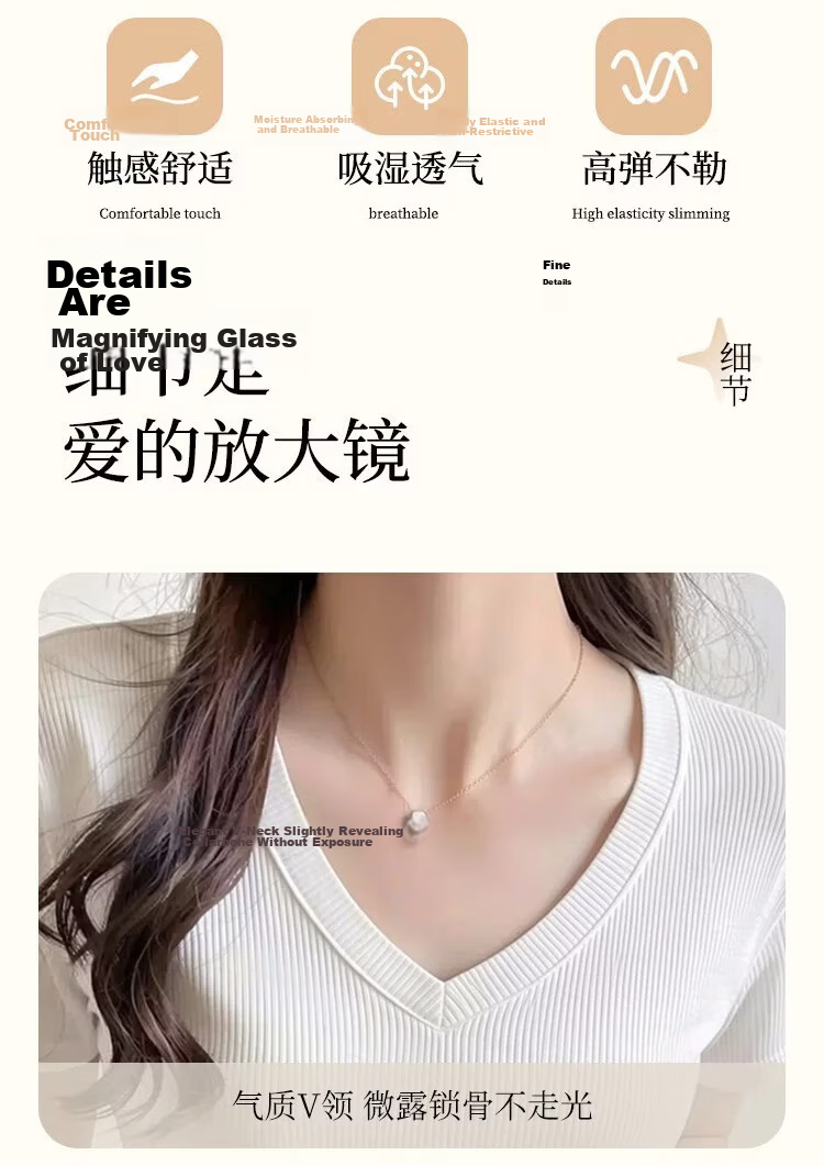 Urban Beauty Solid Color Short Sleeve Women's Summer White V-Neck Slim Fit T-Shirt Base Layer Top [White L] 9
