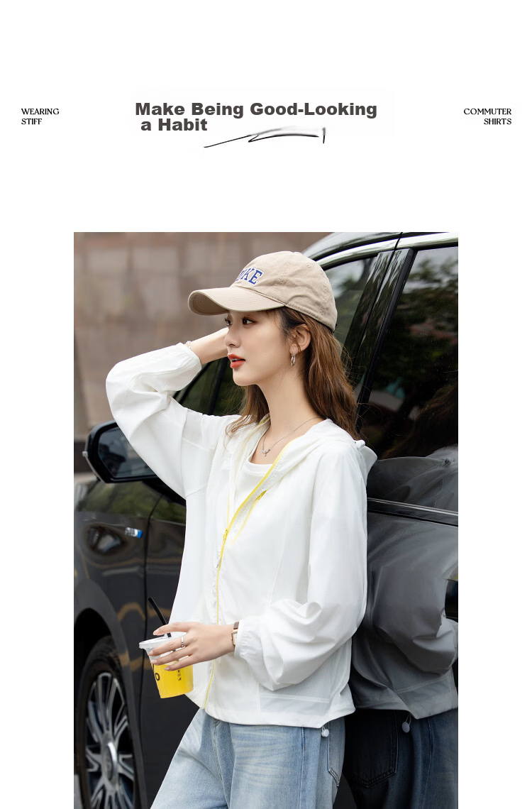 Demana Antibacterial Anti-Mite Summer UPF50+ Sun Protection Outdoor Hooded Loose Slimming Jacket for Women Premium Feel 10
