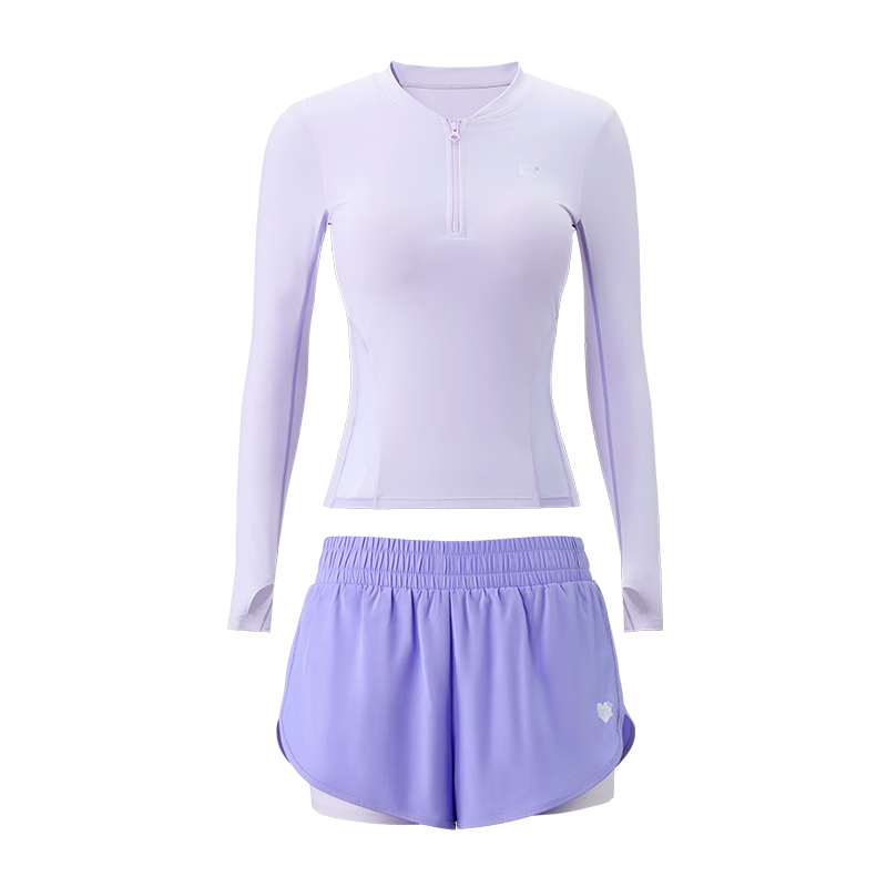 Disney Women's Teen Two-Piece Long Sleeve Sun Protection Swimsuit Adult Surfing Suit D16053S2E Purple L
