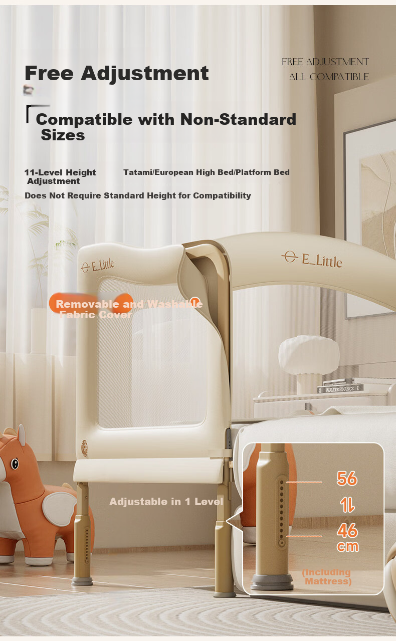 Elittile Baby Splicing Bed Adult Sleep Seamless Connection Multifunctional Folding Mobile Children's Baby Bed M4200x80cm 2