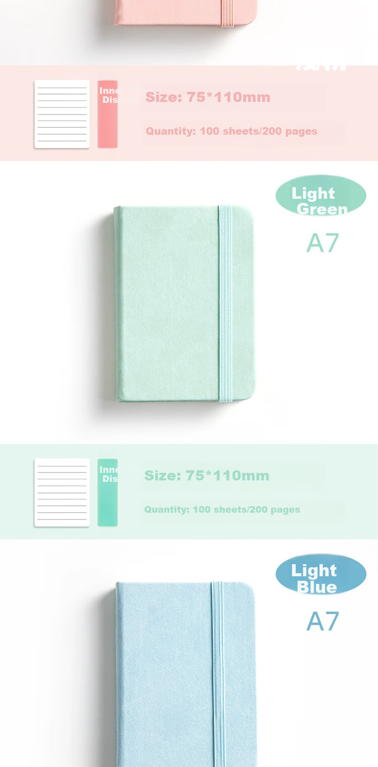 Jufu A7/100 Sheets Portable Pocket Notebook Daily Planner Creative Strap Journal Diary Vocabulary Hand Account Children's Day Gift Reward Prize 2