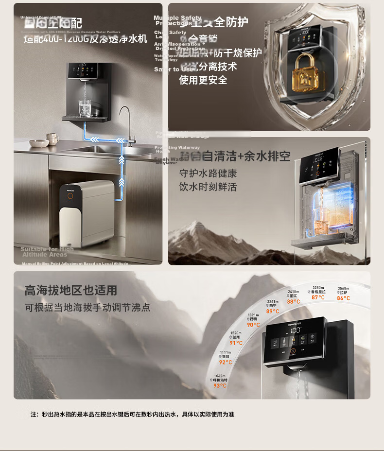 Joyoung High-End Home Wall-Mounted Pipeline Water Dispenser Full Flow 13-Level Temperature Control Self-Cleaning Rapid Heating Water Purifier JYW-AG3720 4