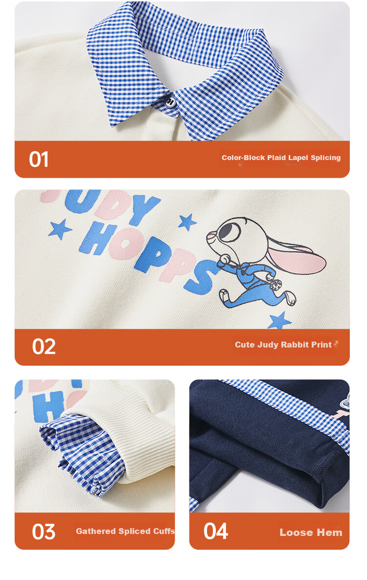 Disney Girls' Kids' Spring Autumn 2026 New Stylish Children's Baby Polo Collar Sweatshirt and Casual Pants Two-Piece Set 2