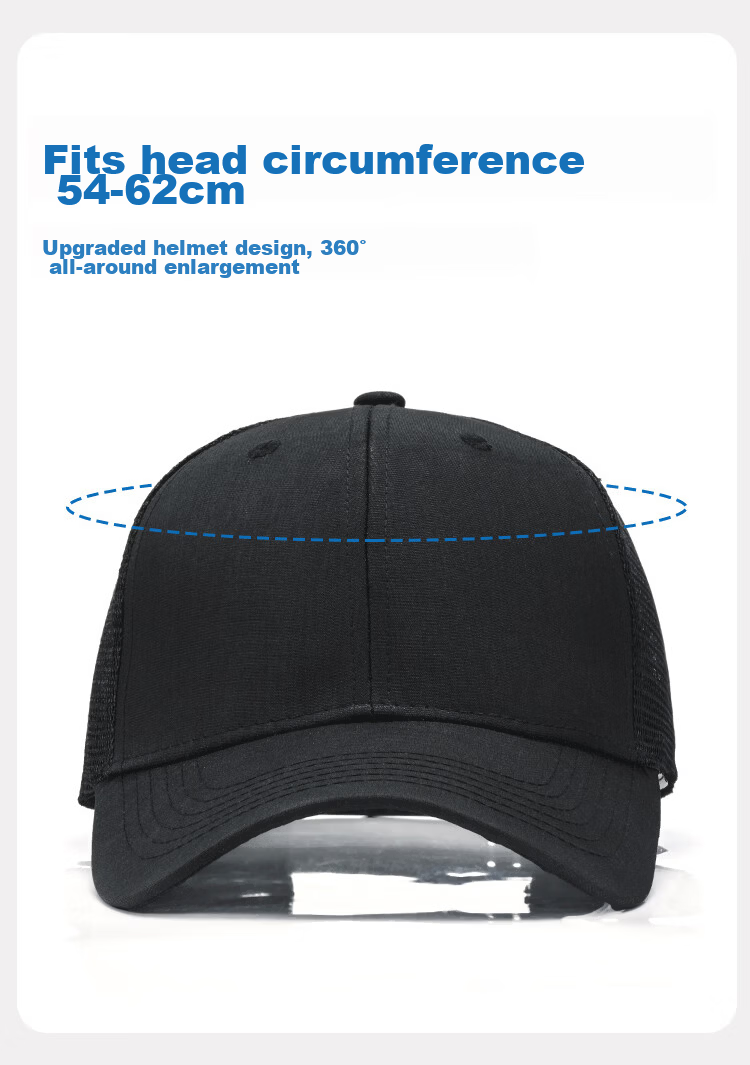 Romon Men's Baseball Cap Four Seasons Outdoor Hard Top Fashion Casual Hat Sun Protection Breathable Mesh Large Head Circumference Slim Face 6