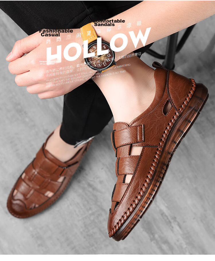 Jingzhenlianggong New Casual Sandals High-Quality Ultra-Soft Men's Breathable Sandals Wear-Resistant Non-Slip Black [Upgraded Version] Size 39 3