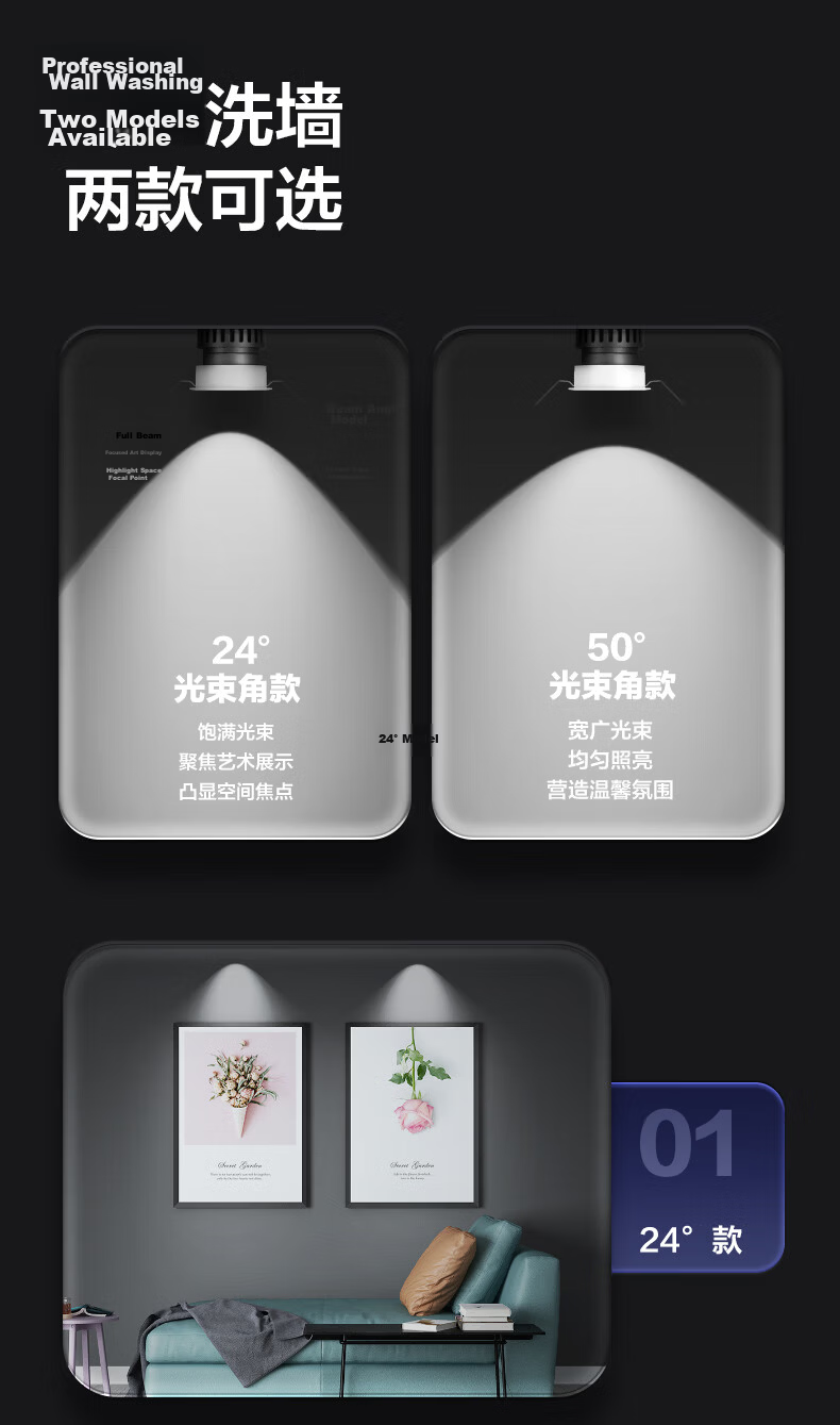 Panasonic Jiafang LED Recessed Downlight Full Spectrum Anti-Glare Living Room Ceiling Spot Light 12W Tri-Color 24° Beam Angle 75mm Cutout 13
