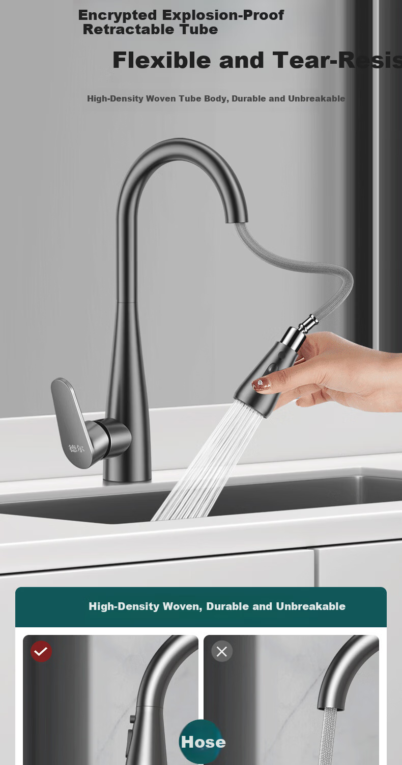 Del 28-Year Brand All-Copper Kitchen Faucet Hot and Cold Two-in-One Pull-Out Sink Tap CPCL 4