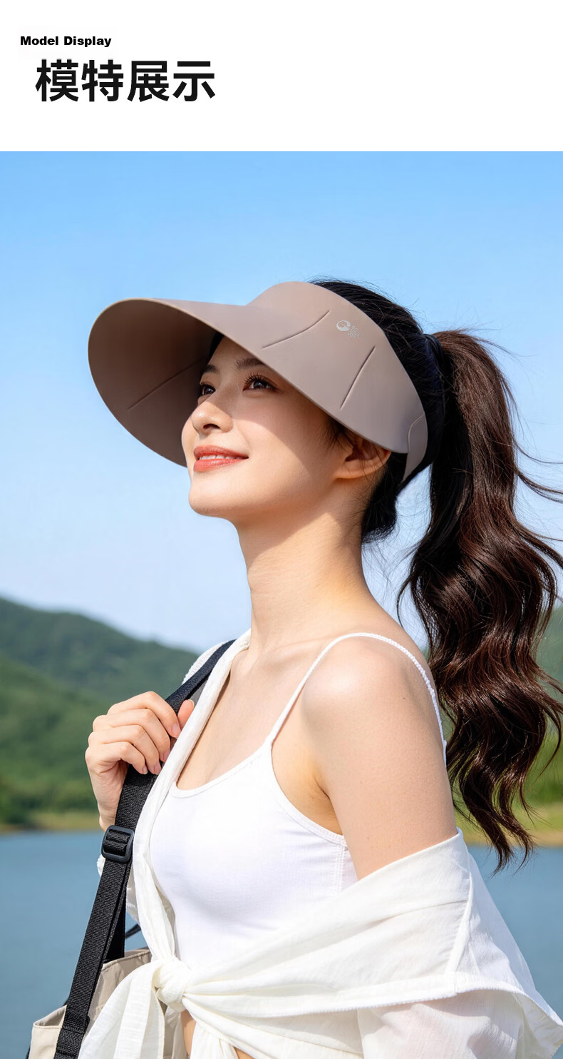 GOLOVEJOY Lightweight Seamless Breathable UV Protection Sun Hat for Women Summer Open-Top Sunshade Hat Night Black 13