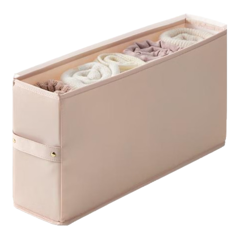 EACHY Narrow Clothes Storage Box for Pants and Sweaters Wardrobe Organizer Almond Pink Medium Narrow