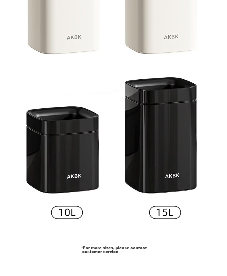 AKBK Living Room Trash Can 15L Milk White Household Bedroom Kitchen Bathroom Large Luxury 2026 New Model 11