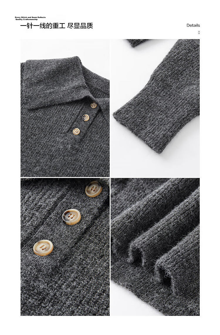 MT Vintage Maillard Tone Autumn American Retro Lapel Casual Knit Sweater 20