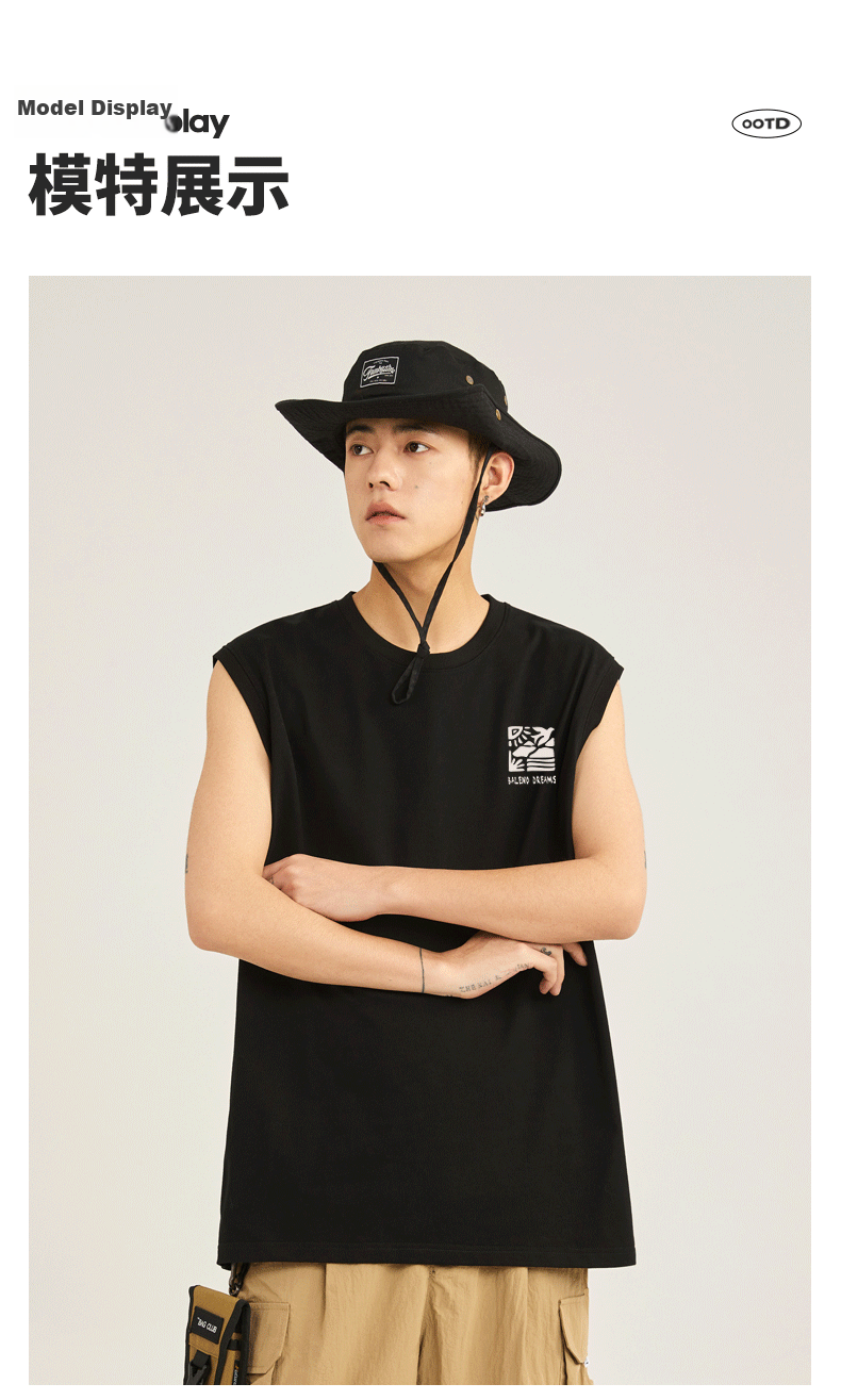 Baleno Men's Cotton Vest Summer Breathable Basic Sports Fitness Sweat-Absorbing Basketball Loose Casual Tank Top 9