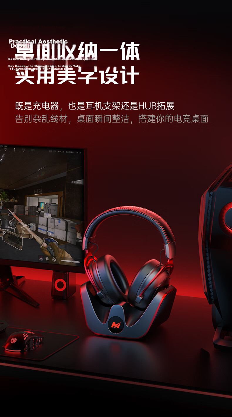 MICROKIA Delta Champion Recommended | Professional Gaming Headset Bluetooth Wireless 2.4G Four-Mode FPS Sound Positioning Headphones for Laptop Desktop 29