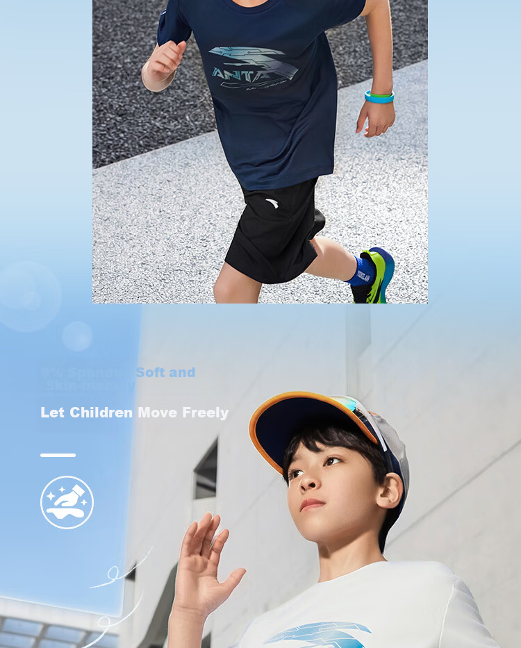 Anta Kids Boys 2026 Summer Breathable Skin-Friendly Short Sleeve and Shorts Sports Set A72625711 5