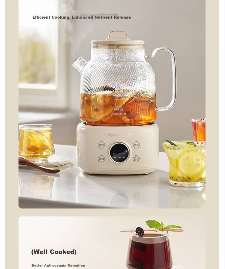 Joyoung 1L Household Glass Tea Maker with 316L Filter, Health Pot, Office Flower Tea Kettle, K10D-WY101 (Tea) 10