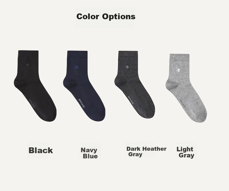 Pierre Cardin Men's 10A Antibacterial Pure Cotton Odor-Resistant Business Casual Mid-Calf Socks 5-Pack 10