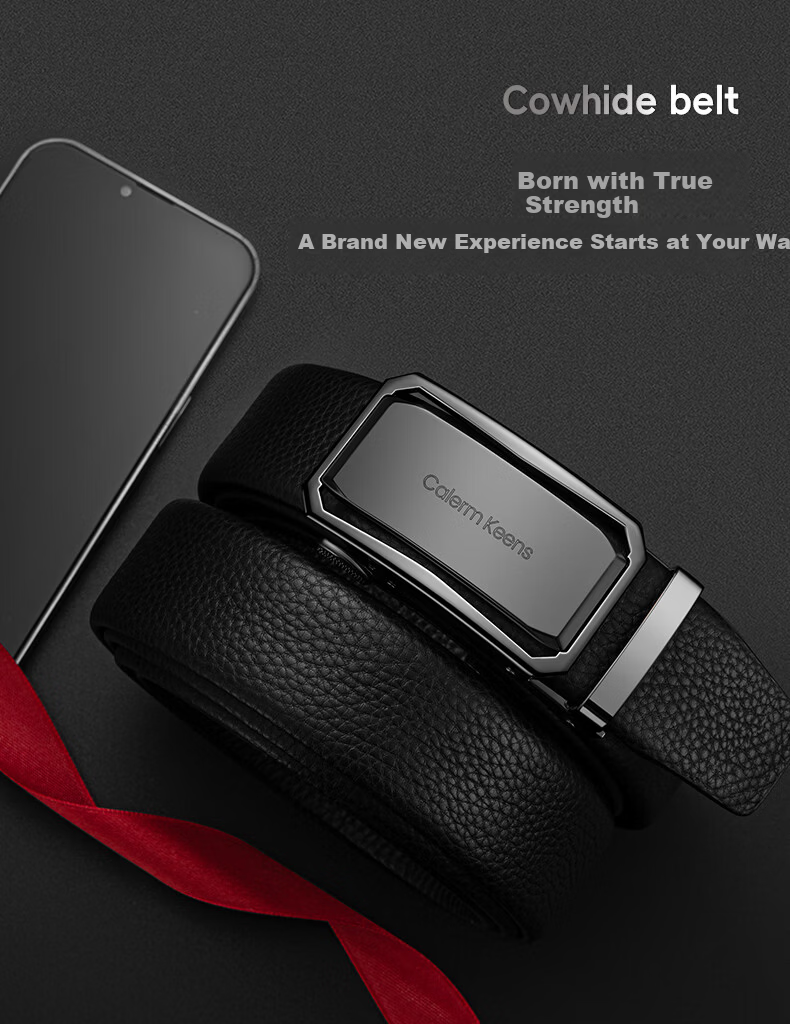 Calermkeens Men's Genuine Leather Belt 2026 New Automatic Buckle Practical Father's Day Gift for Dad 13