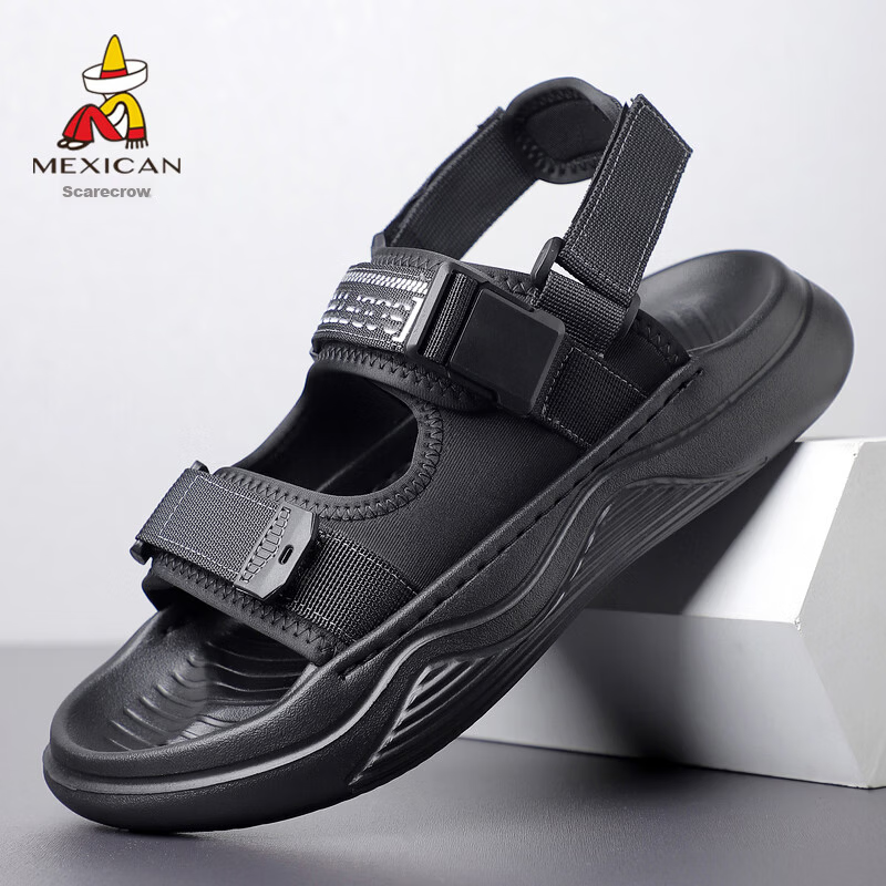 MEXICAN Spring Summer New Breathable Men's Sandals Lightweight Versatile Outdoor Sports Casual Shoes Black 39