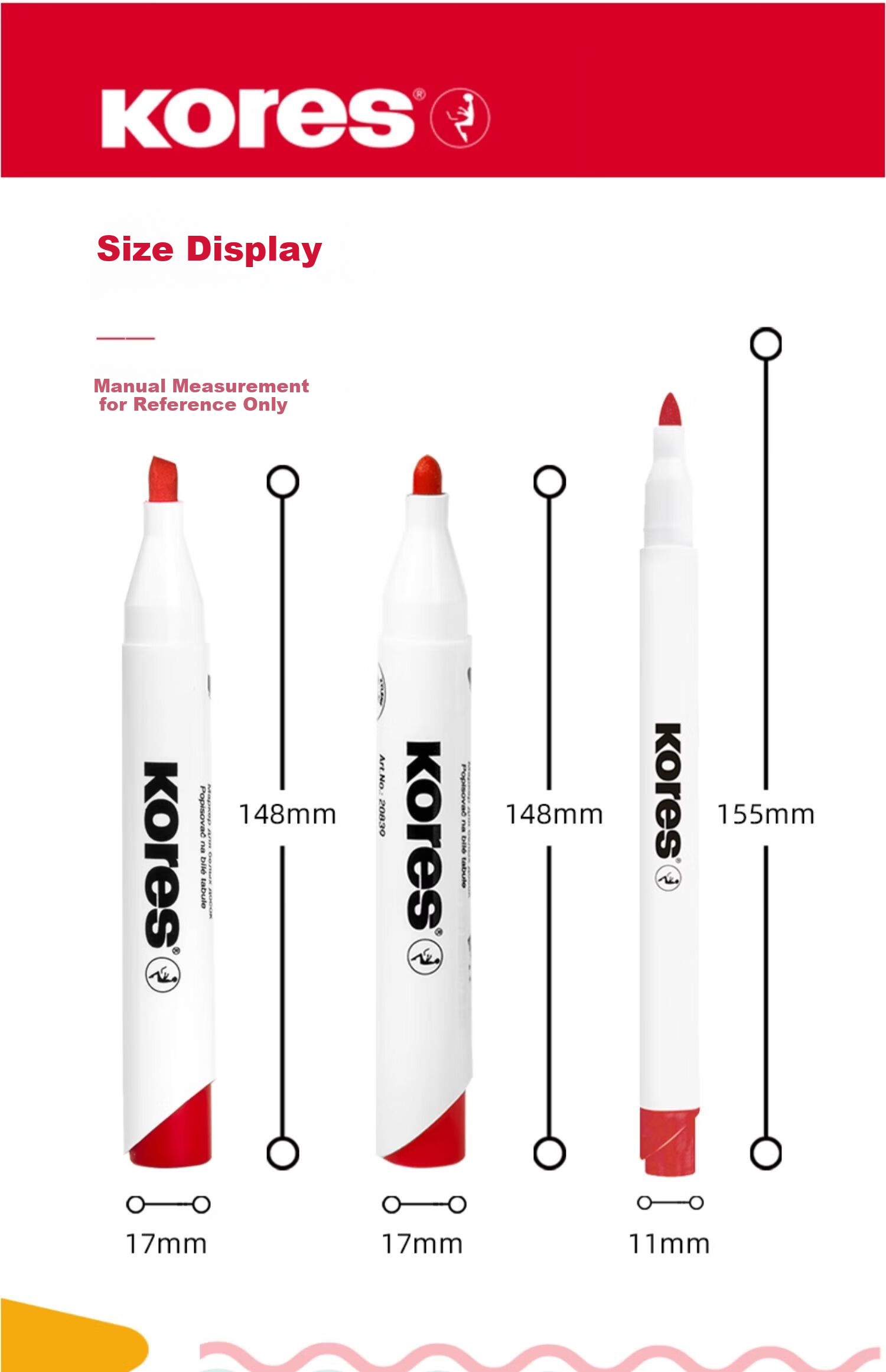 KORES European Imported Colossus Thick Erasable Colored Whiteboard Markers Large Capacity Red Blue Green Black Board Markers Writing Drawing Pens for Children and Teachers Non-Toxic Round Tip Black 4- 8