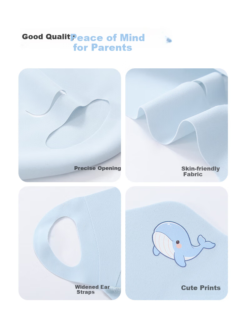 GOLOVEJOY Children's Breathable Sun Protection Mask UV Protection Lightweight Ear-Friendly Light Blue for School Outdoor Play Cycling 9