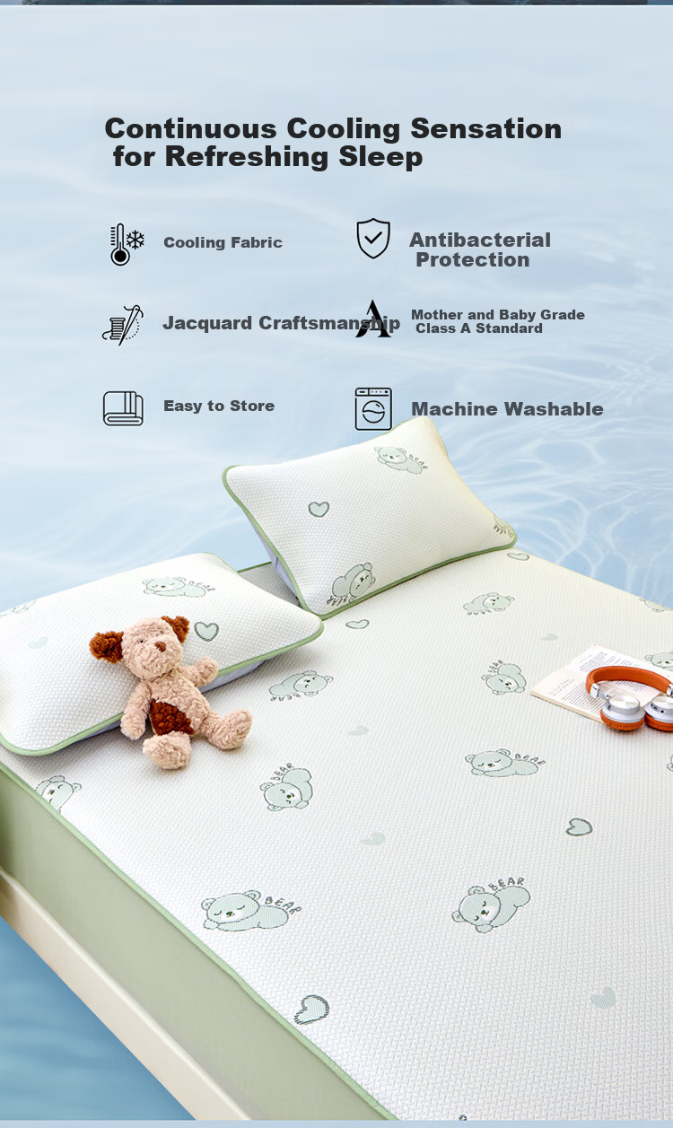 Dohia Class A Baby Cooling Ice Silk Washable Jacquard Fitted Sheet Summer Antibacterial Cooling 1.5x2m Bed 1