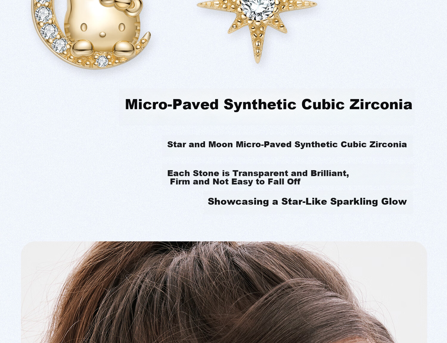 SANRIO Hello Kitty Silver Stud Earrings for Women Elegant Ear Jewelry Fashion Accessories Birthday Gift for Girls 2203 12