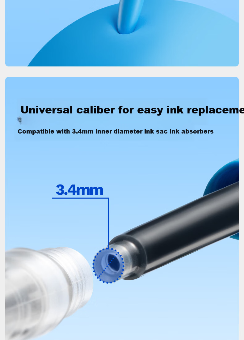 Casimir Ergonomic Comfortable Grip Fountain Pen for Students Beginner Handwriting Practice Grade 3 Posture Correction Signature Pen Student Stationery Gift Blue Pen*1 + Black Ink Cartridges*20 7