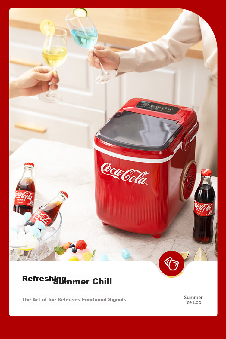 Coca-Cola Home Use Small Fully Automatic Ice Maker One-Key Cleaning Bullet Ice Mini Dormitory Ice Machine Adjustable Ice Size Portable 1.2L About 100 Ice Cubes AH-18ZB05J 15