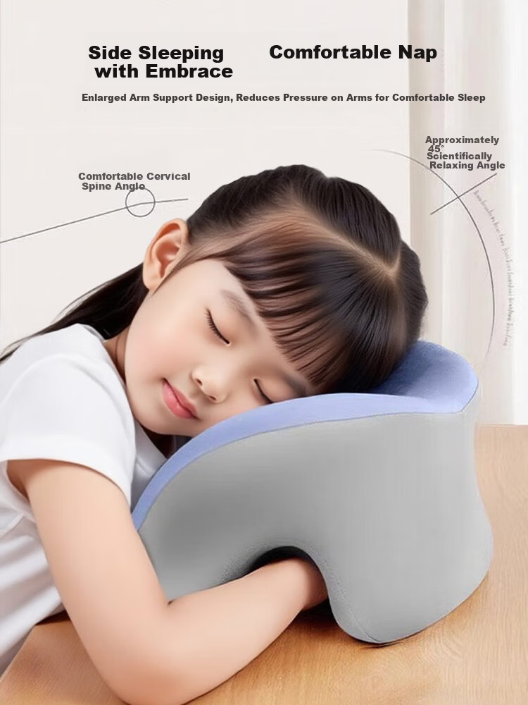 9i9 Elementary Student Nap Pillow Office Nap Sleeping Aid Children Adult Prone Sleeping Hug Pillow Universal Green Gray 4