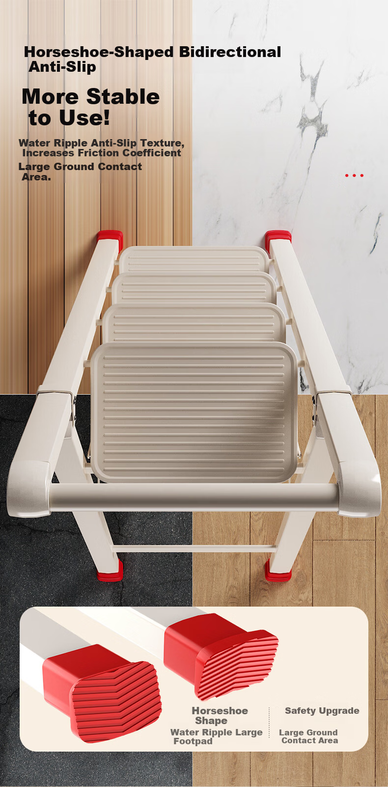 DU PONT Household Folding Multi-Functional A-Frame Ladder, Thickened 4-Step Small Step Stool for Moving and Climbing 8