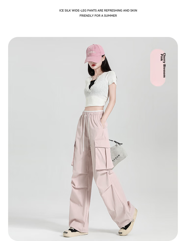 Free Style Women's Cargo Pants Summer Thin 2026 New High Waist Slim Drawstring Jogger Paratrooper Wide Leg Hiking Casual Pants 21