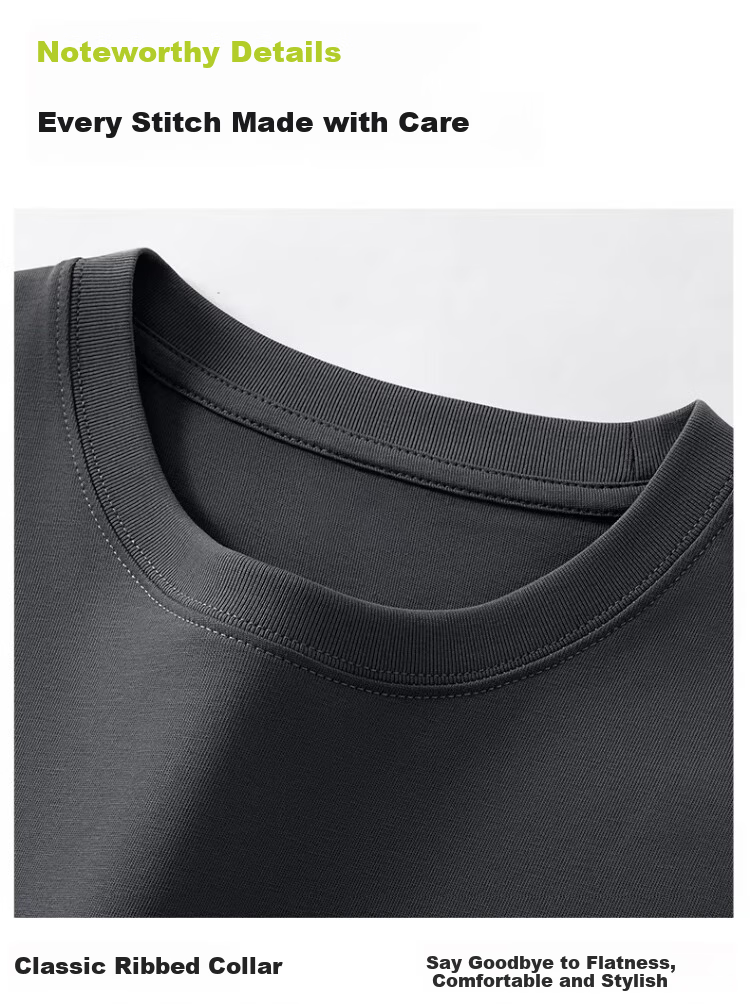 Langsha Pure Cotton Short Sleeve T-Shirt Men Wide Shoulder Summer New Women's Regular Shoulder Half Sleeve Unisex Top Base Shirt 19