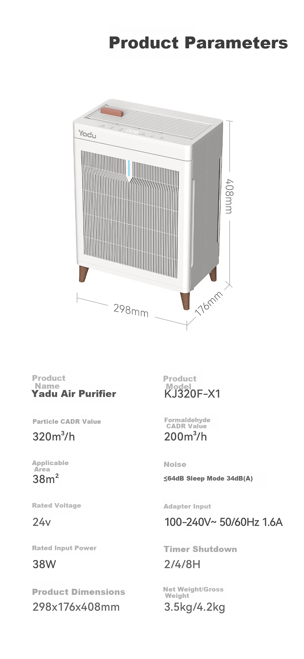 YADU Air Purifier Office Home Air Cleaner Formaldehyde and Smog Removal with Aromatherapy Box KJ320F-X1 15