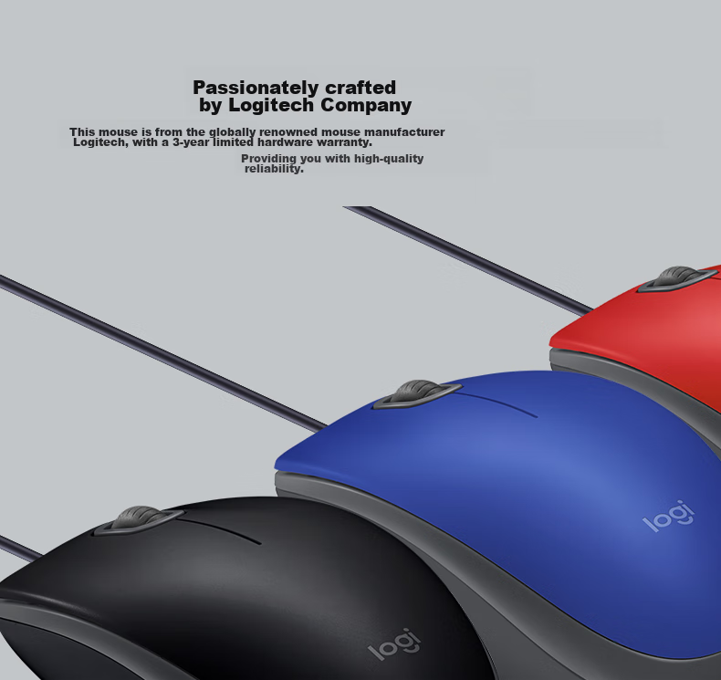 Logitech M111 Wired Quiet Mouse, Plug And Play, Gray 2