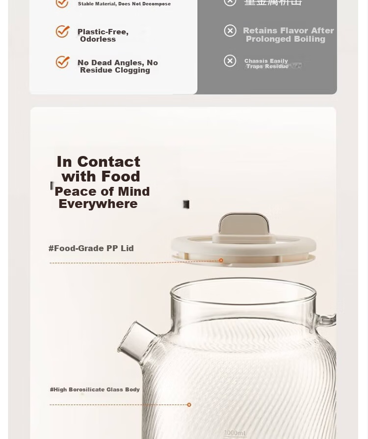 Joyoung 1L Household Glass Tea Maker with 316L Filter, Health Pot, Office Flower Tea Kettle, K10D-WY101 (Tea) 7