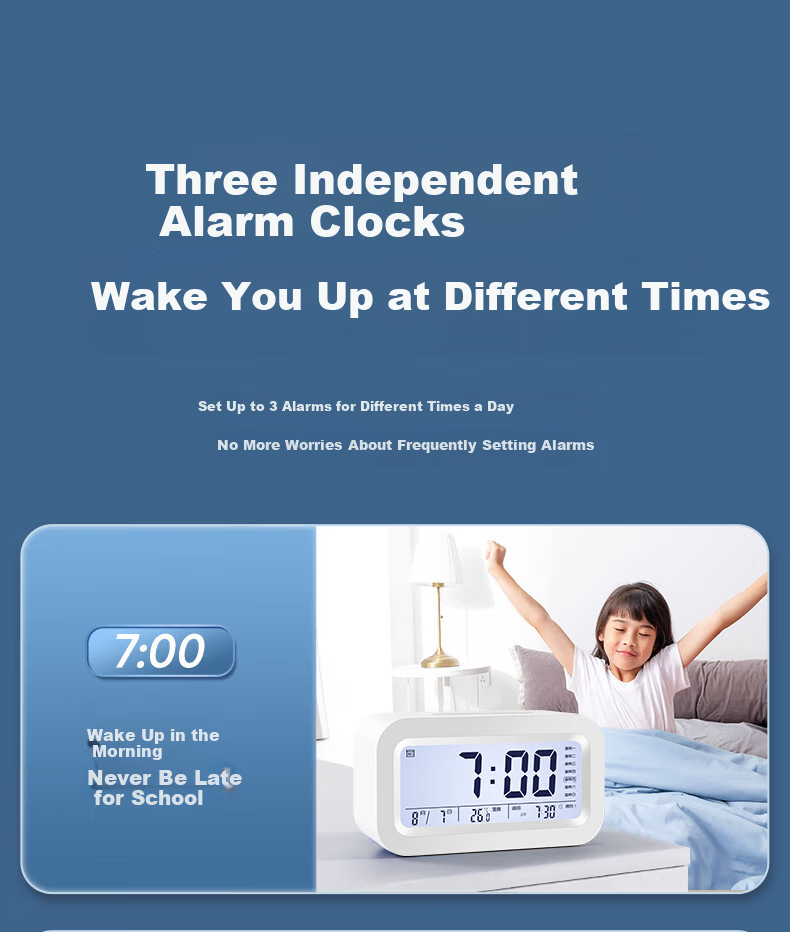Qite Smart Alarm Clock Multifunctional 2026 New Student Wake-Up Device Temperature Display Snooze Electronic Desktop Clock Gift for Middle and High School Students Children's Day 10
