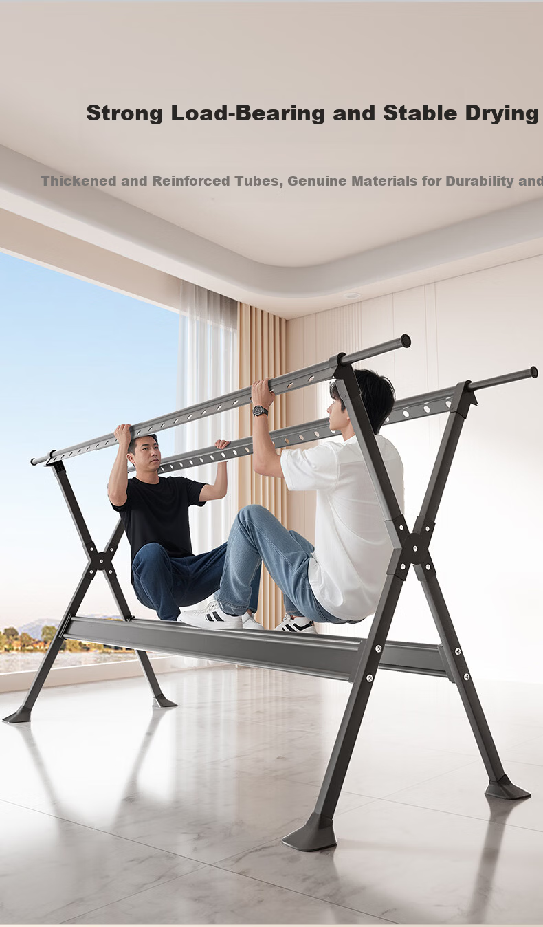 Fengshang Floor-Standing Foldable Clothes Drying Rack for Home Balcony and Bedroom 12