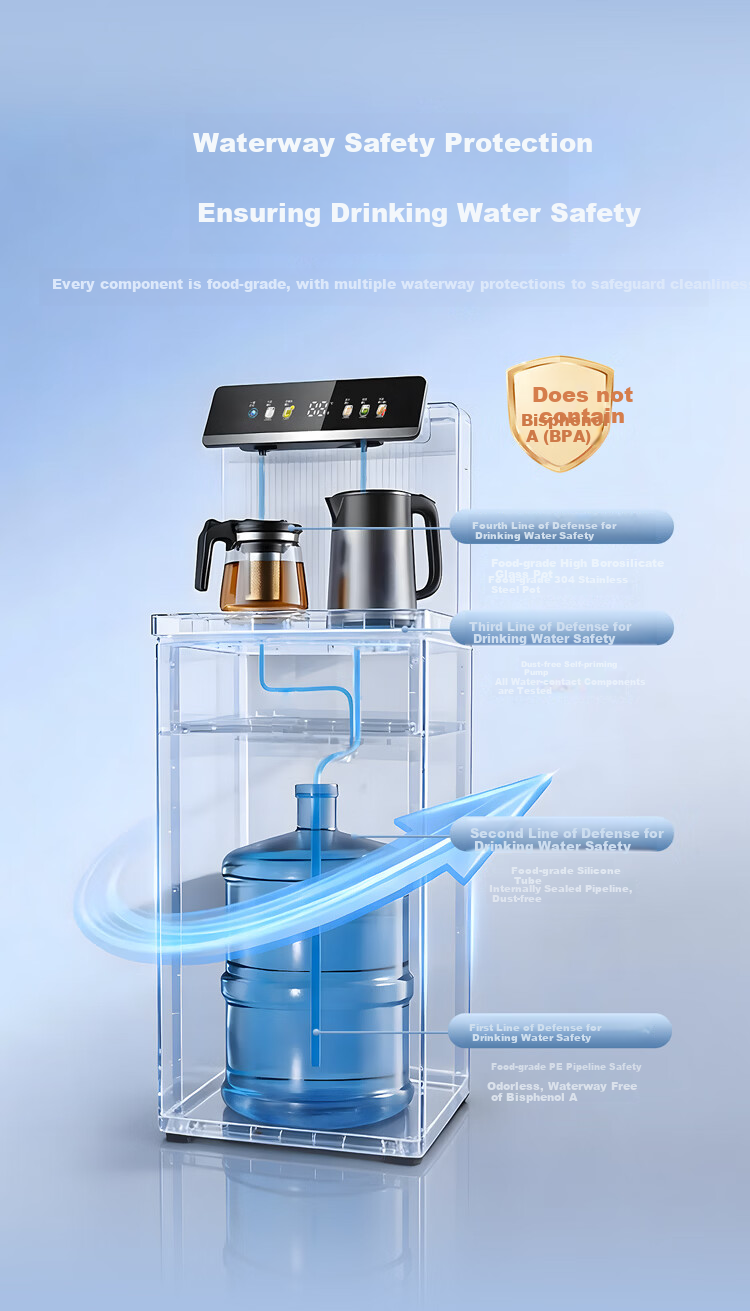 TRULIVA Tea Bar Machine Living Room Home Water Dispenser Multifunctional Hot and Cold Intelligent Tea Bar Cabinet Bottom-Load Water Bucket Fully Automatic Vertical Kettle Tea Maker National Subsidy YT 9