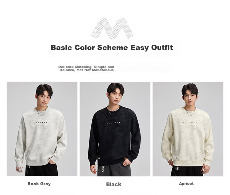 MARK FAIRWHALE Tie-Dye Sweatshirt Men Spring Trendy Brand Crewneck Heavyweight Long Sleeve T-Shirt Base Layer Rock Gray 3XL 9