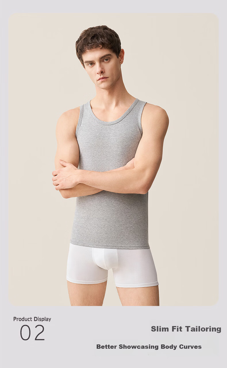 Me feeling Men's Cotton Vest Seamless Racerback Sleeveless Thin Pure Cotton White Innerwear Spring Summer Base Shirt 4
