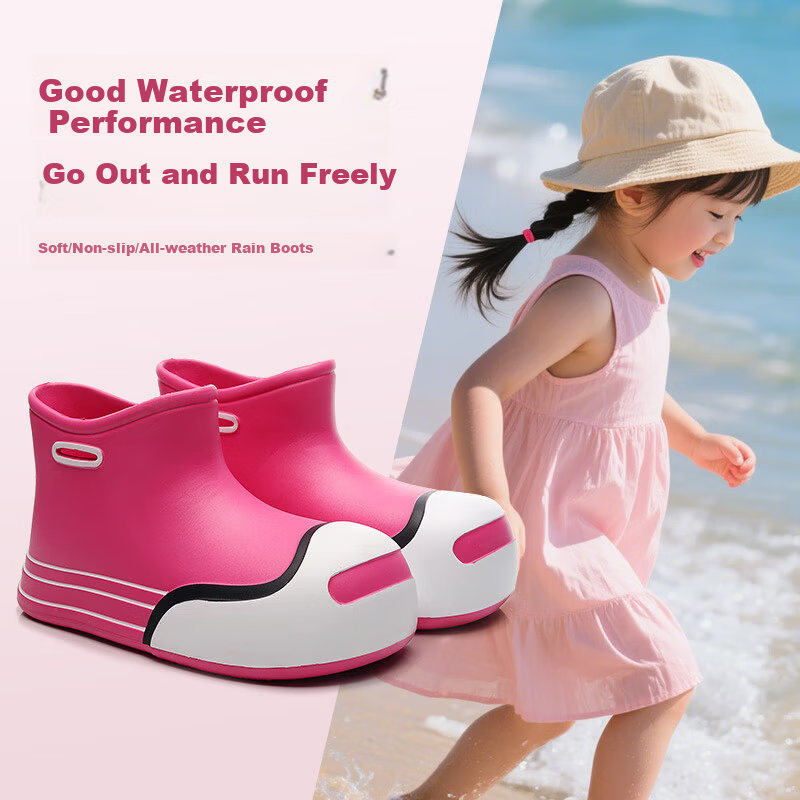 GUOLUOFEI Kids Waterproof Non-Slip Rain Boots for Girls, Cute Kindergarten Toddler and Big Kids, Khaki, Size 40-41