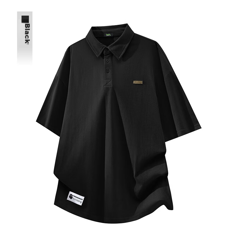 Fingercroxx IT Trendy Casual Polo Shirt Men Summer New Design Short Sleeve T-Shirt Top Gray Green L 16