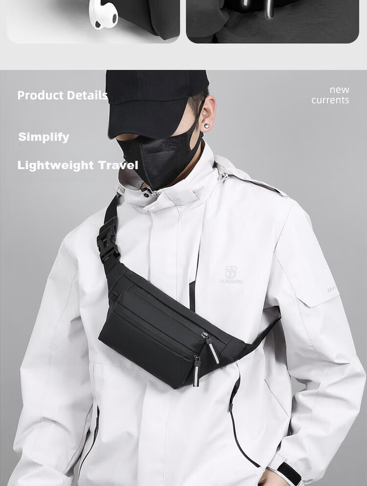 LOHAS Travel Running Waist Bag for Men, Phone Pouch, Waist Hanging Bag, Men's Chest Bag, Sports Cycling Small Bag, Multifunctional Marathon Gear 4