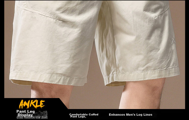 Pierre Cardin Men's Shorts, Summer Father's Day Gift, Loose Cargo Pants, Pure Cotton Breathable Five-Point Shorts for Men, Off-White, XL 19