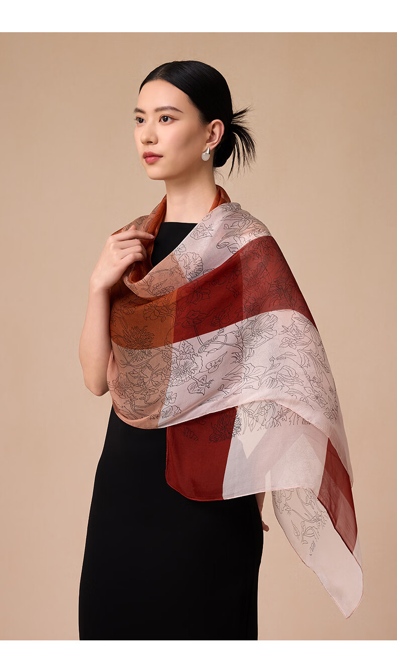 Hengyuanxiang 100% Mulberry Silk Scarf Women's Silk Summer Lightweight Office Shawl Wrap Mom Birthday Gift 31