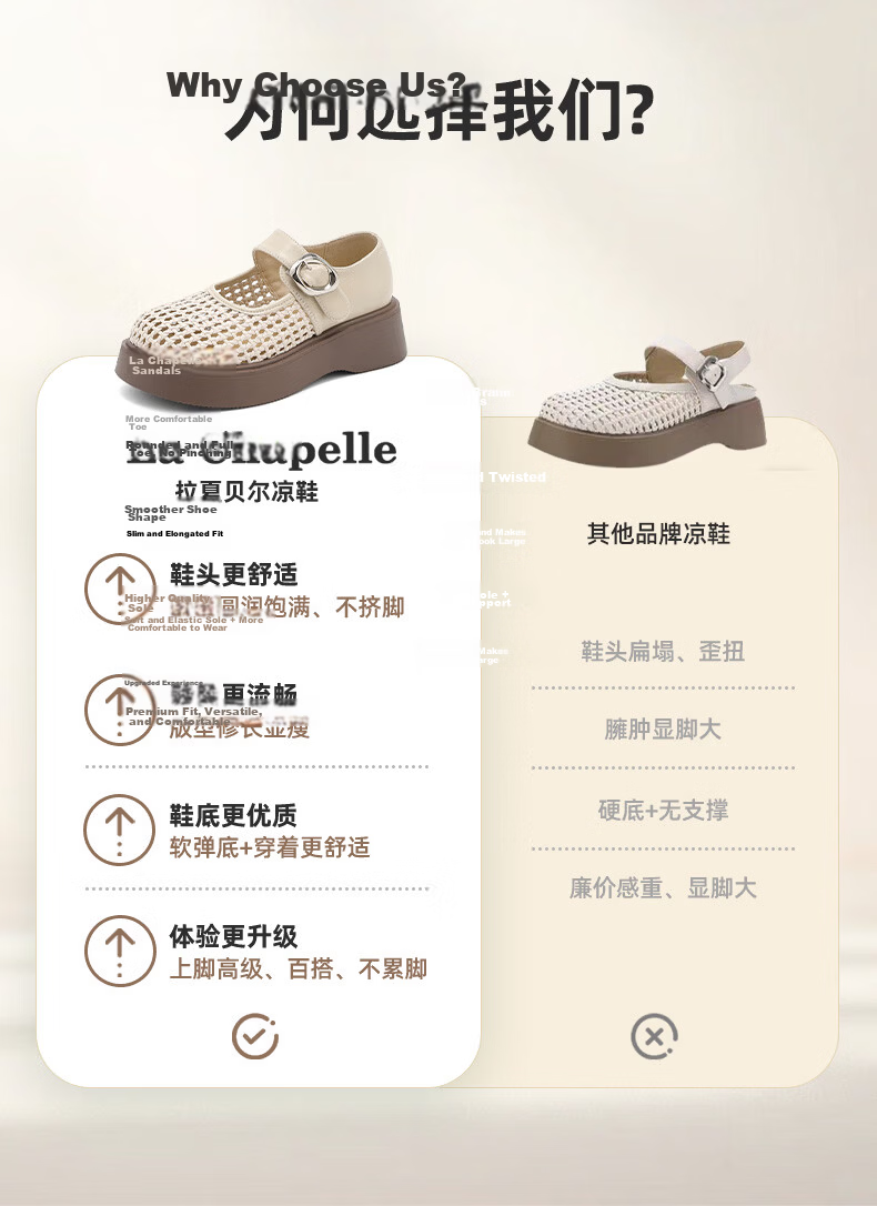 La Chapelle Women's Summer Sandals Simple Woven Breathable Comfortable Buckle Flats Beige Size 35 7